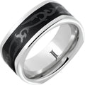 Celtic Cubist - Serinium Ring with Ceramic Inlay and Celtic Thorn Engraving