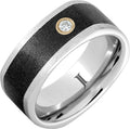 Square Stoned - Serinium Square Ring with Single Diamond