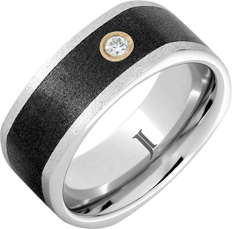 Square Stoned - Serinium Square Ring with Single Diamond