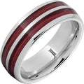 Double Barrel Barrel Aged Serinium Dome Ring with Cabernet Inlays