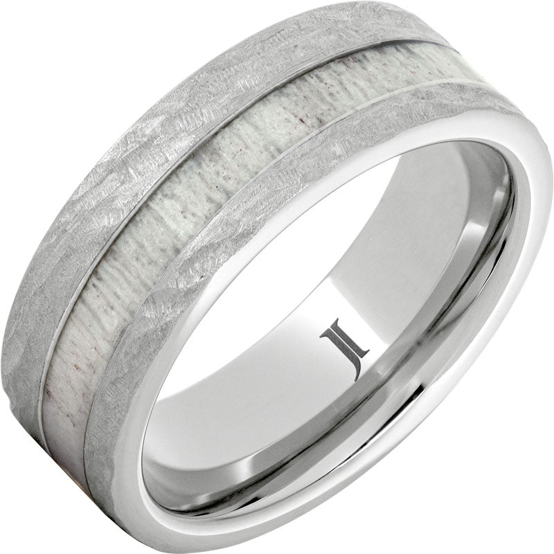 Serinium Ring with Antler Inlay and Treebark Finish