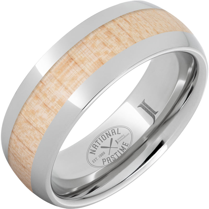 National Pastime Collection Serinium Ring with Vintage Maple Baseball Bat Wood Inlay