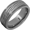 Rugged Tungsten Ring with Hard Carved Bark Finish