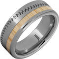 National Pastime Collection Rugged Tungsten Ring with White Ash Vintage Baseball Bat Wood Inlay and Baseball Stitch Engraving