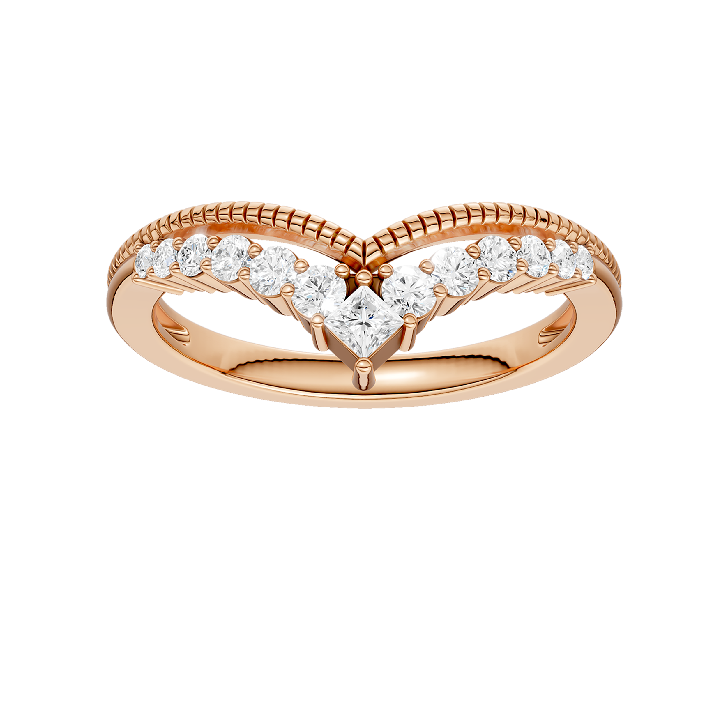 Diamond Milgrain Chevron Band