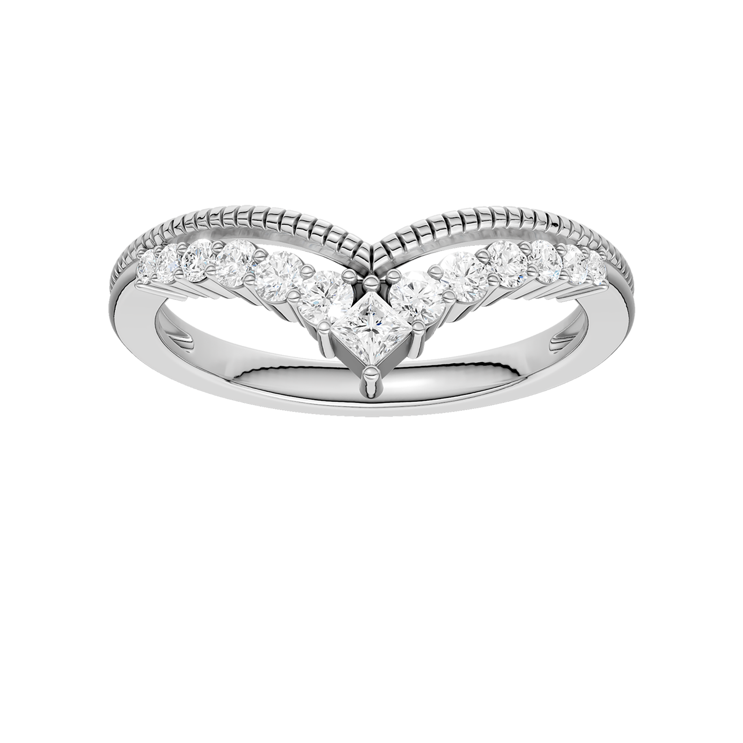 Diamond Milgrain Chevron Band