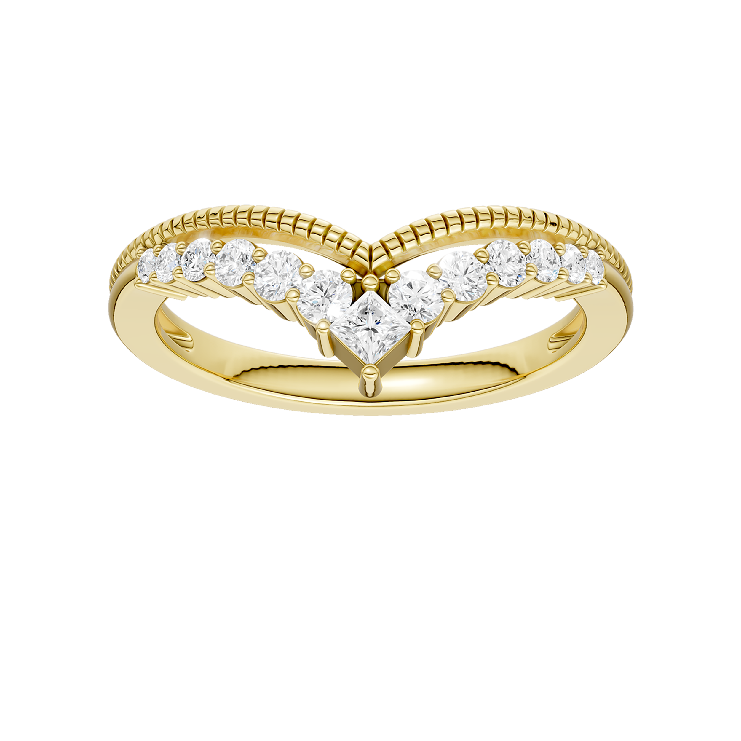 Diamond Milgrain Chevron Band