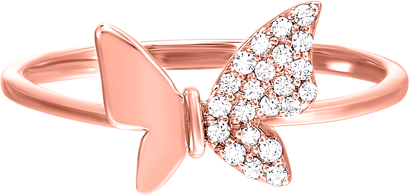 Rose Gold Butterfly Diamond Ring