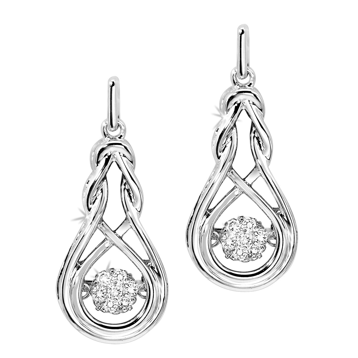 Front View Diamond Rhythm Of Love Teardrop Dangle Earrings