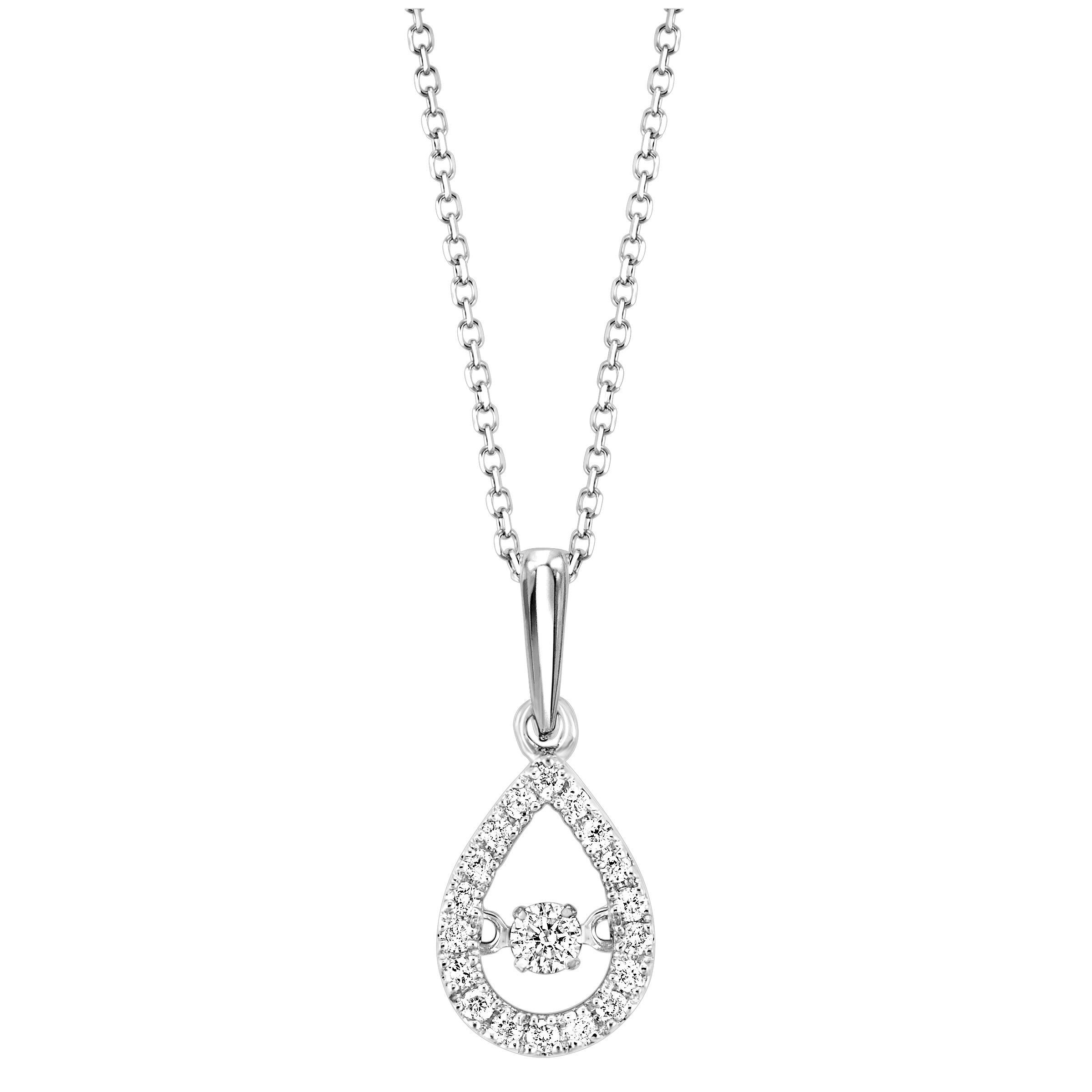 10kt White Gold Diamond Rhythm of Love Pear Pendant 1/5ctw