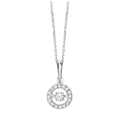 10kt White Gold Diamond Rhythm of Love Round Halo Pendant 1/5ctw
