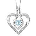 Silver Diamond & Created Aquamarine Pendant 1/4gtw