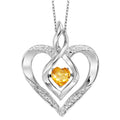 Silver Diamond & Created Citrine Pendant 1/4gtw