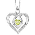 Silver Diamond & Created Peridot Pendant 1/4gtw