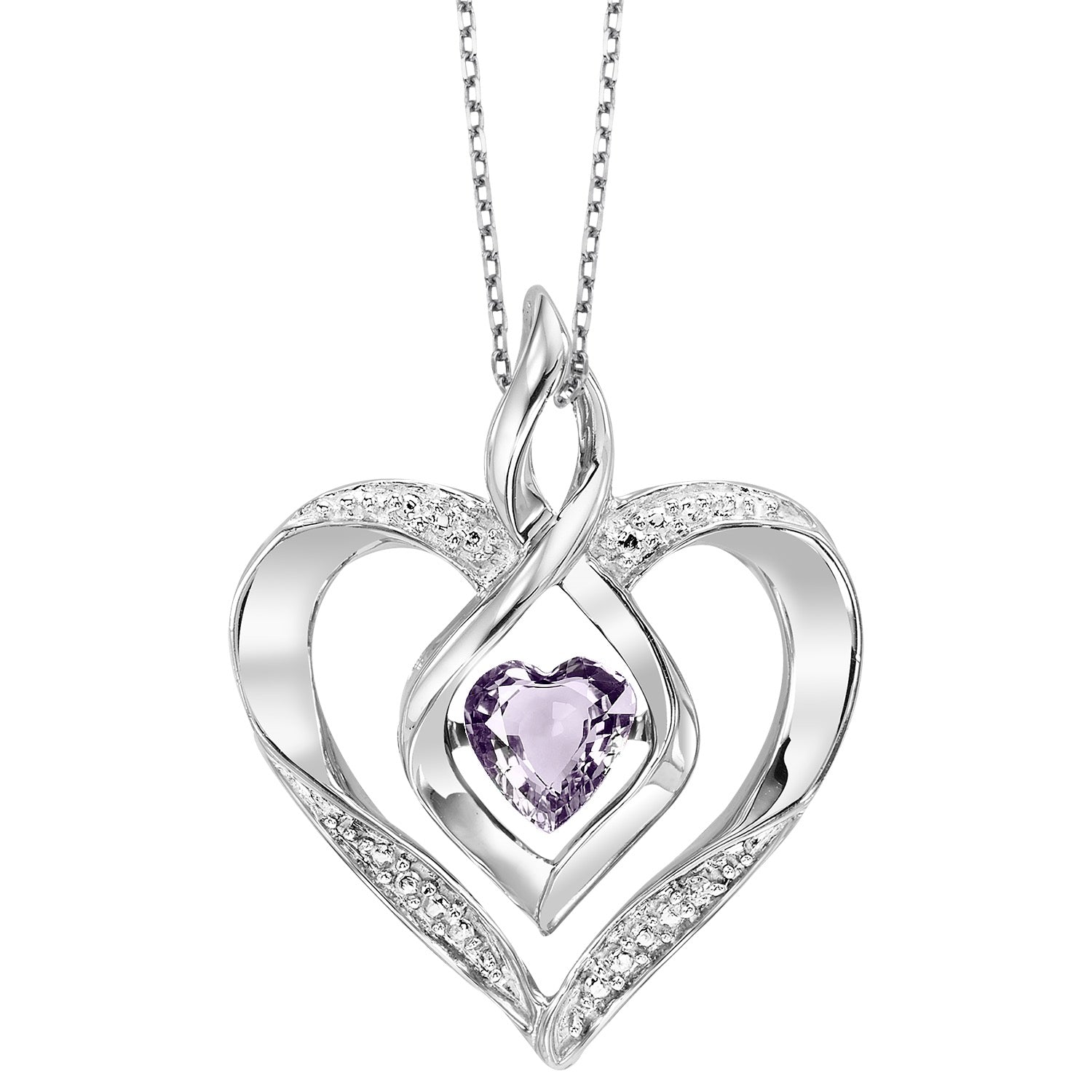 Silver Diamond & Created Alexandrite Peandant 1/4gtw