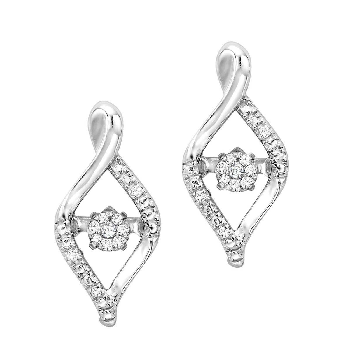 Silver Diamond ROL Earrings
