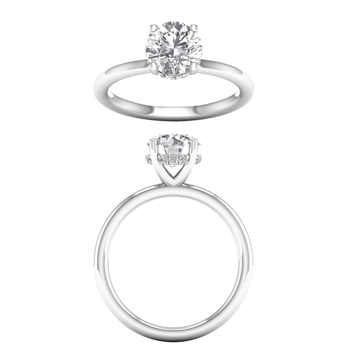 Hidden Halo Plain Shank Engagement Ring (Round)