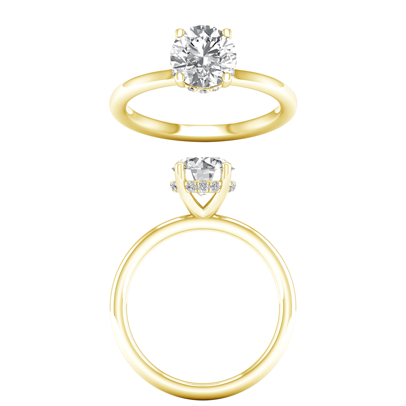 Hidden Halo Plain Shank Engagement Ring (Round)