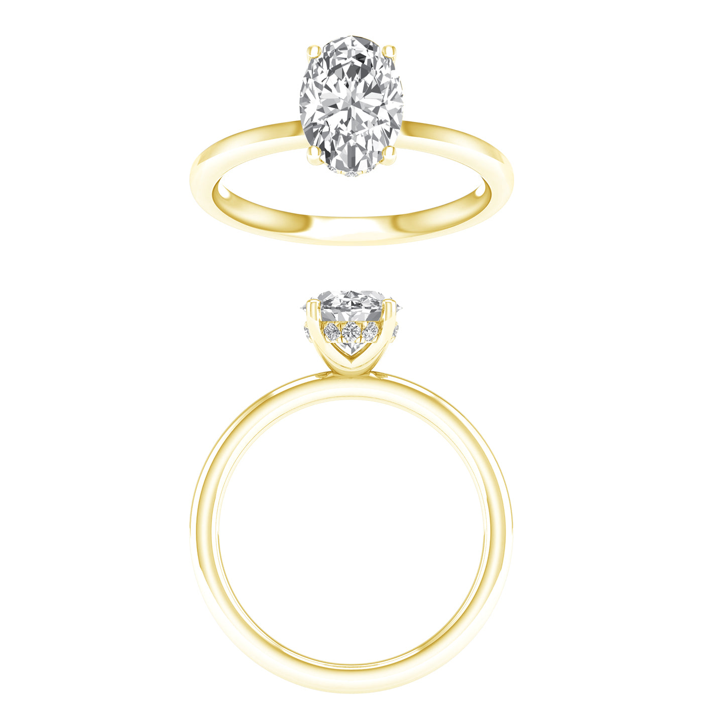 Hidden Halo Plain Shank Engagement Ring (Oval)