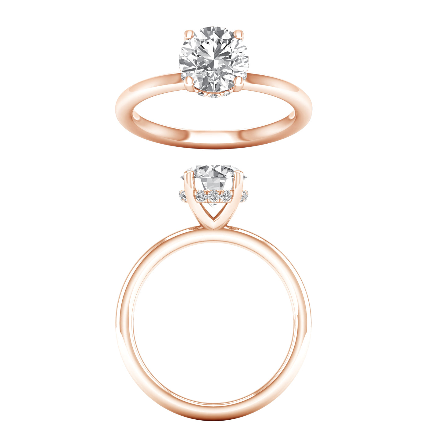 Hidden Halo Plain Shank Engagement Ring (Round)