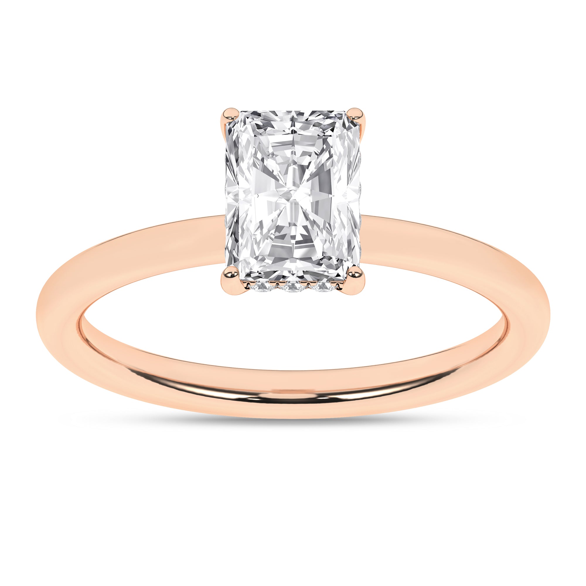 Hidden Halo Plain Shank Engagement Ring (Radiant)