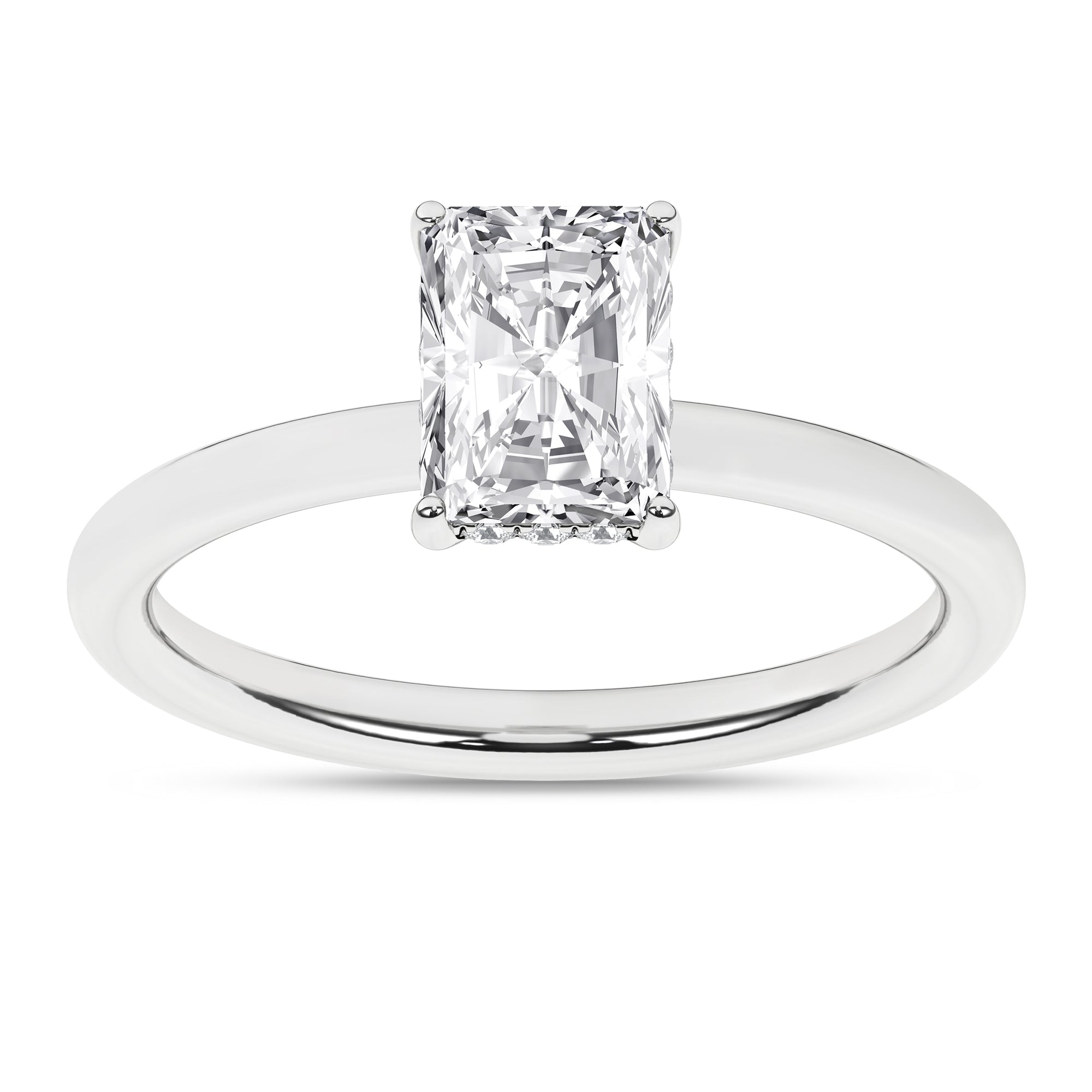Hidden Halo Plain Shank Engagement Ring (Radiant)