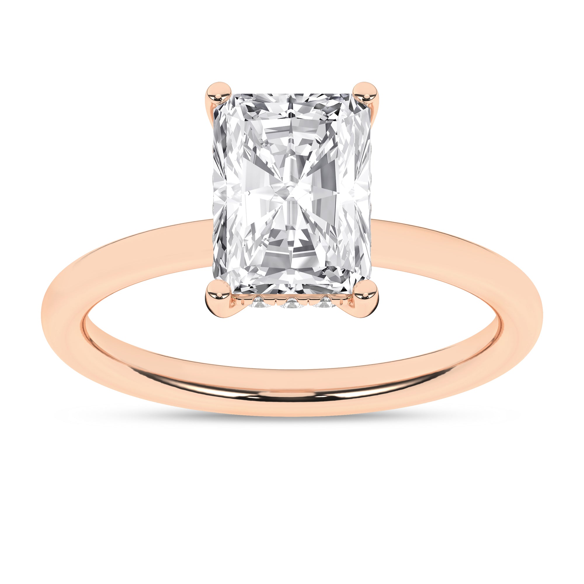 Hidden Halo Plain Shank Engagement Ring (Radiant)