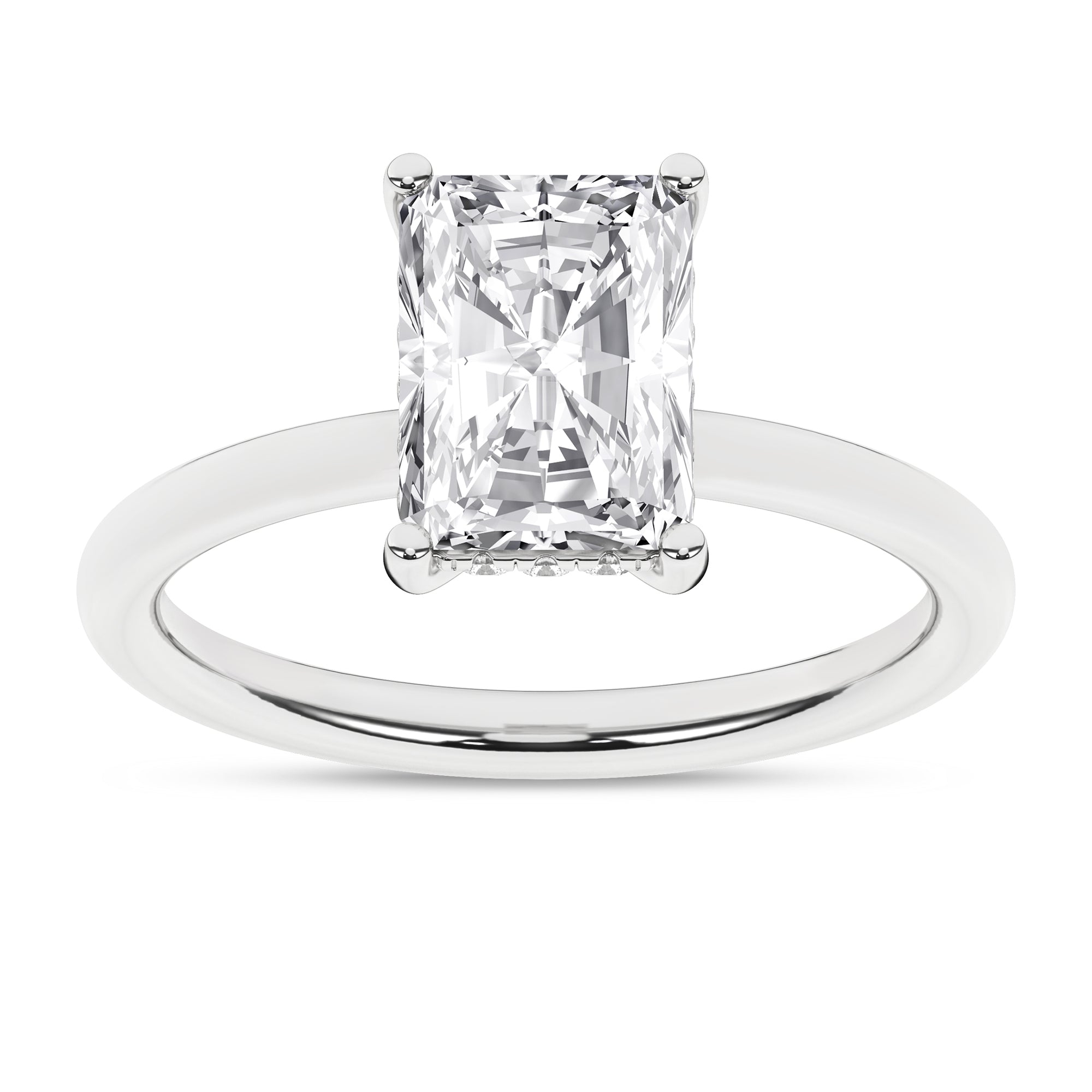 Hidden Halo Plain Shank Engagement Ring (Radiant)