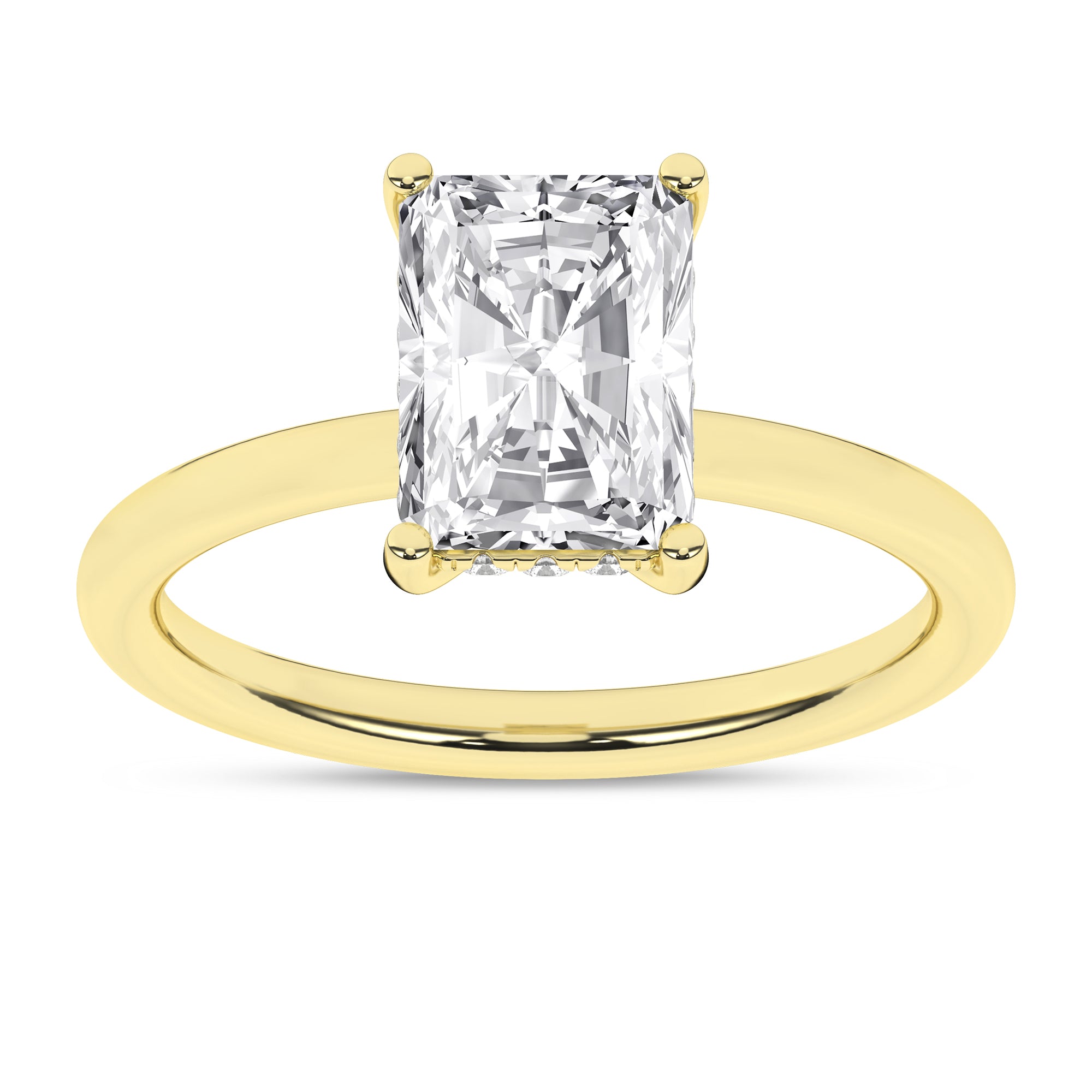 Hidden Halo Plain Shank Engagement Ring (Radiant)