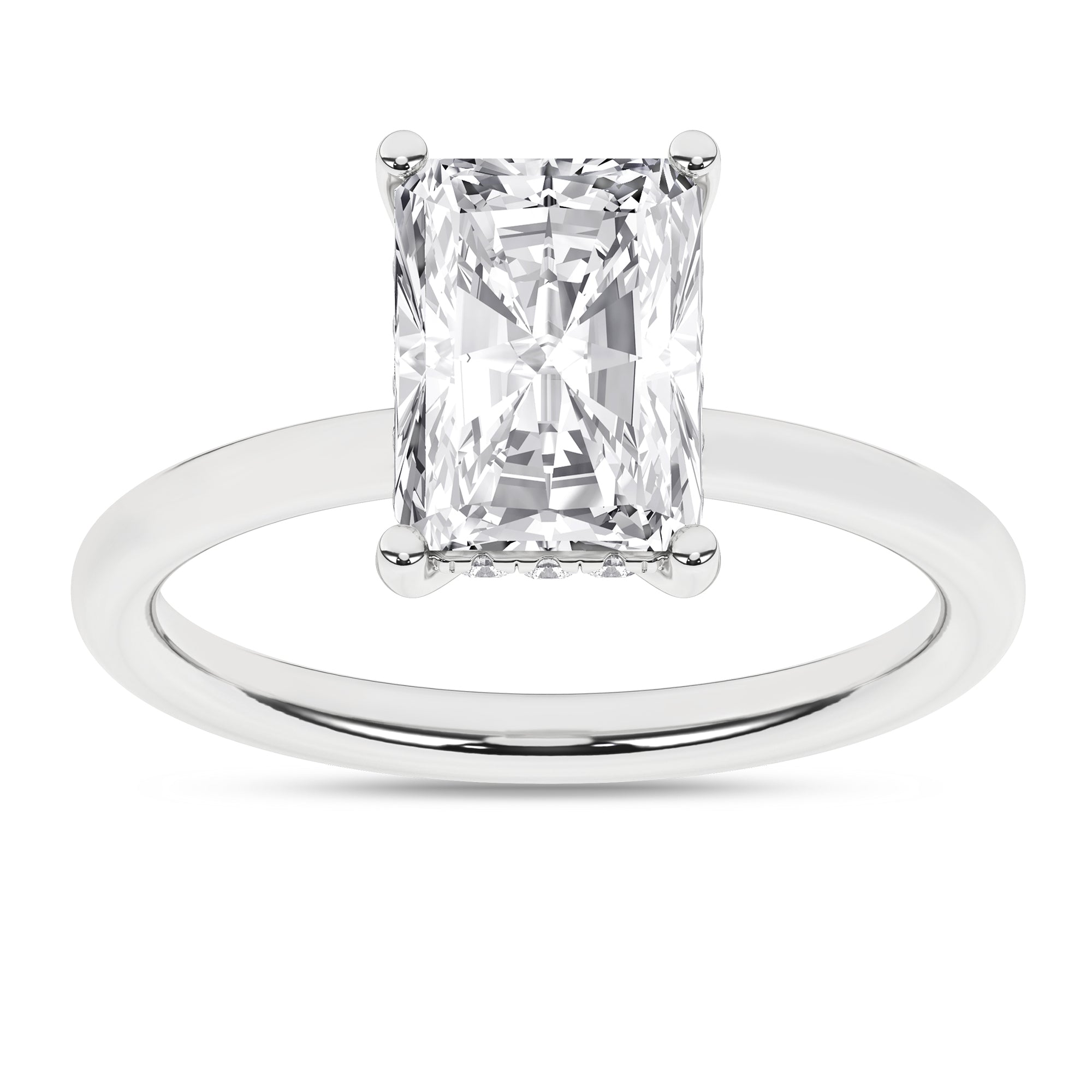 Hidden Halo Plain Shank Engagement Ring (Radiant)