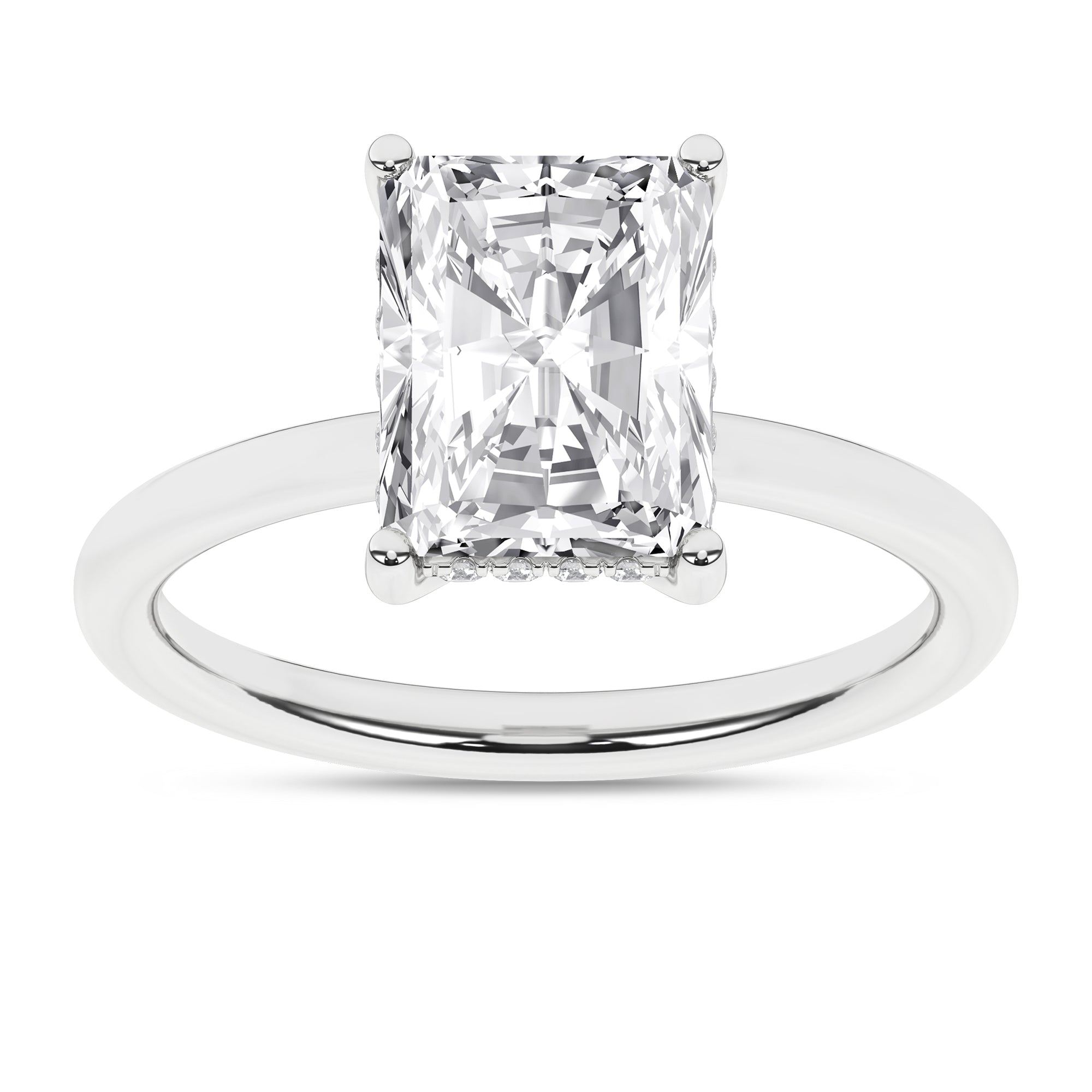 Hidden Halo Plain Shank Engagement Ring (Radiant)
