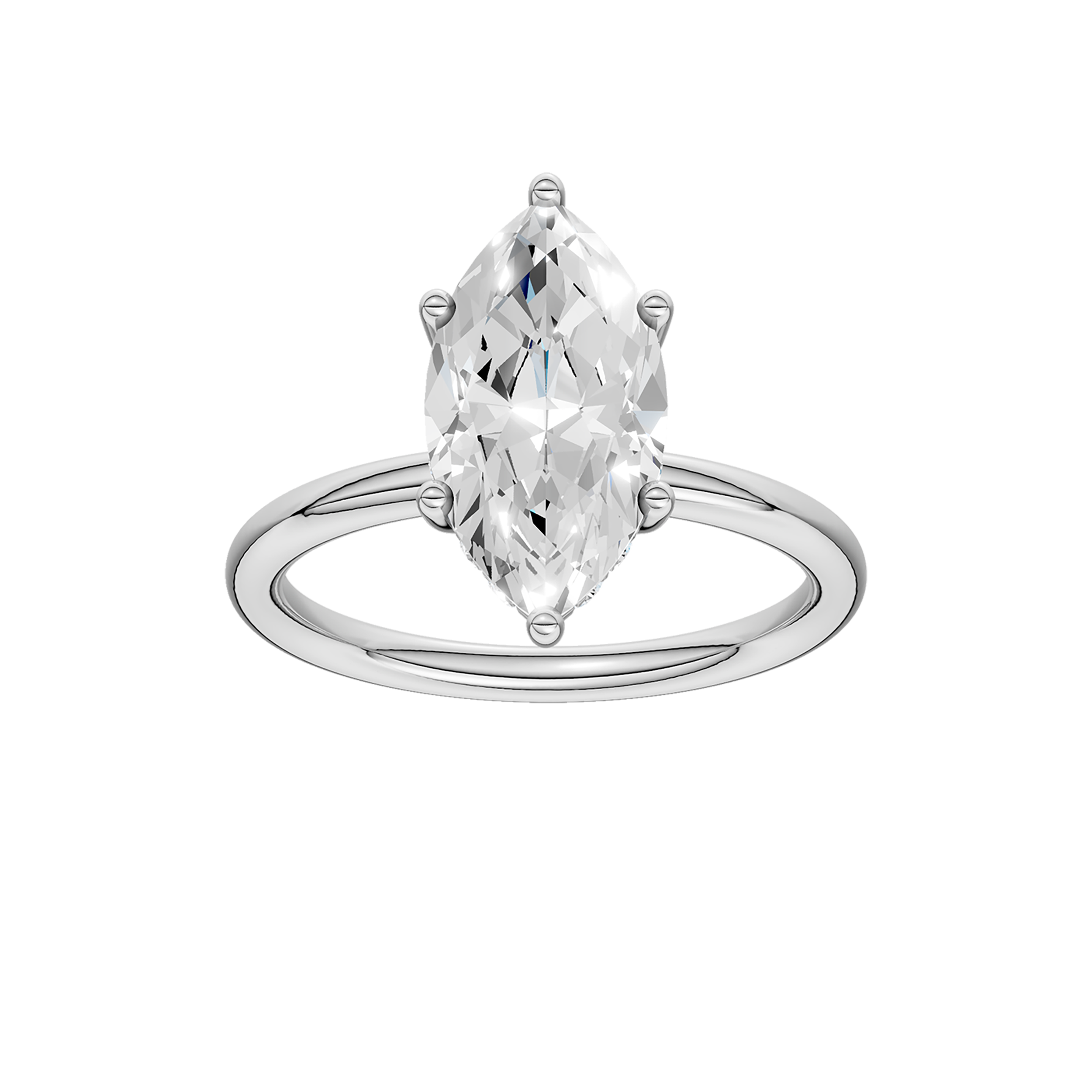 HIDDEN HALO PLAIN SHANK ENGAGEMENT RING (MARQUISE)