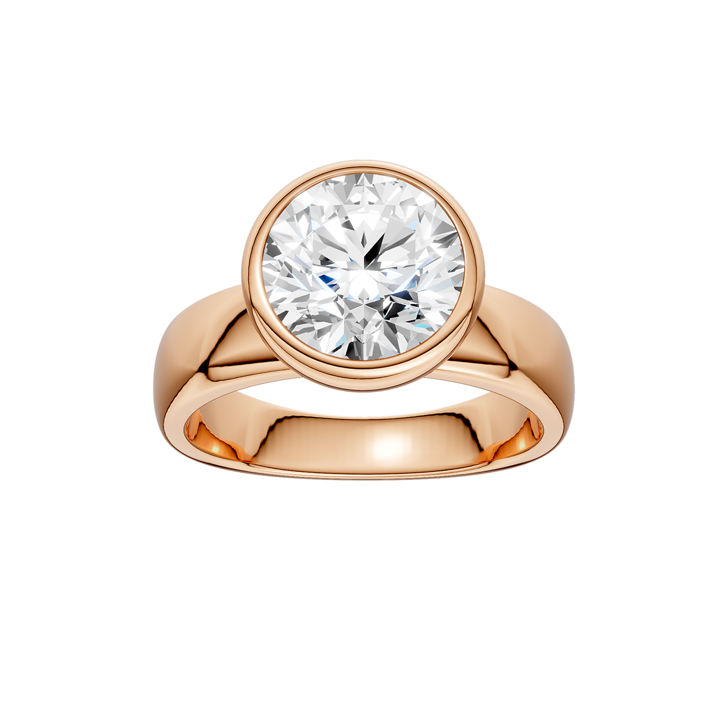 Wide Shank Bezel Set Engagement Ring