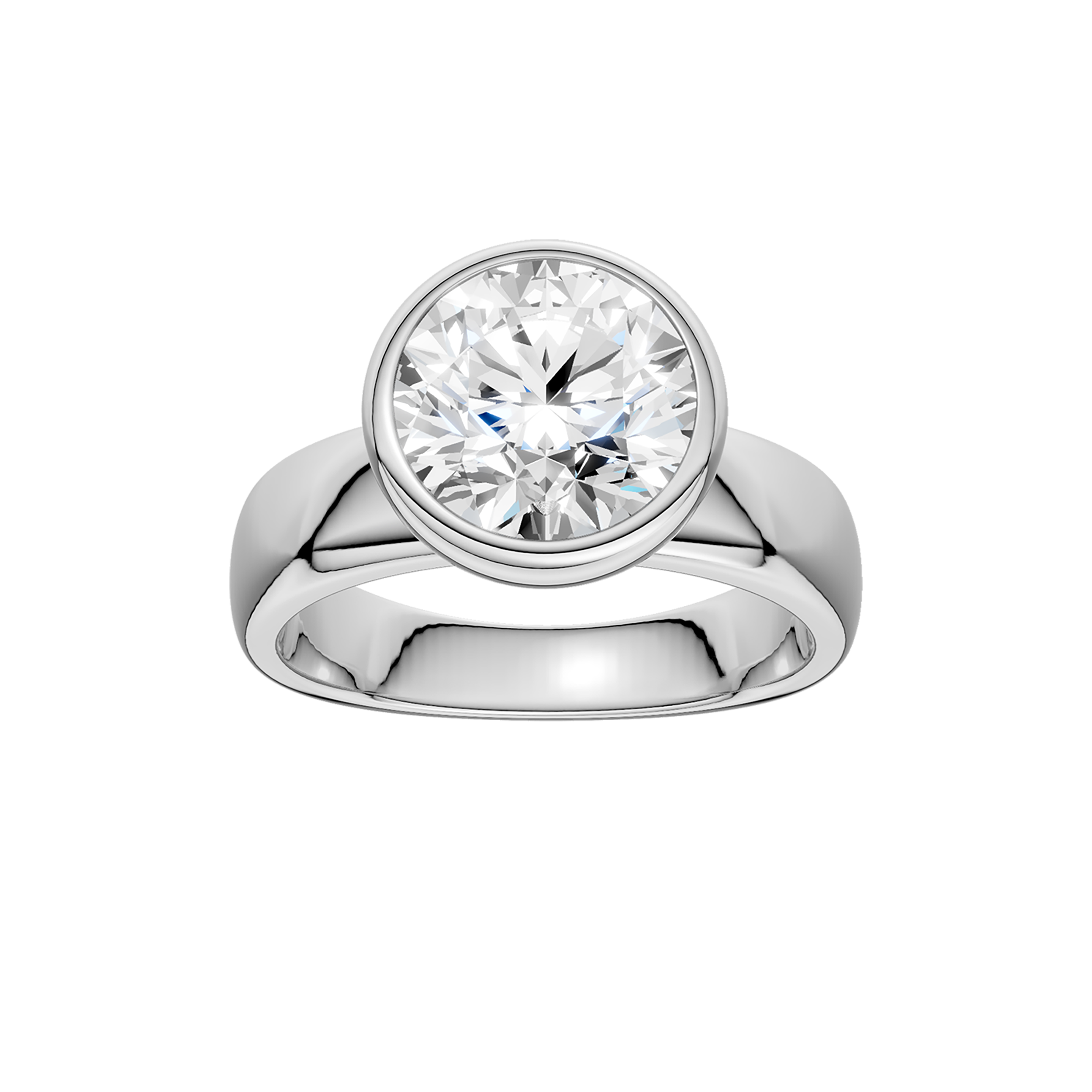 Wide Shank Bezel Set Engagement Ring