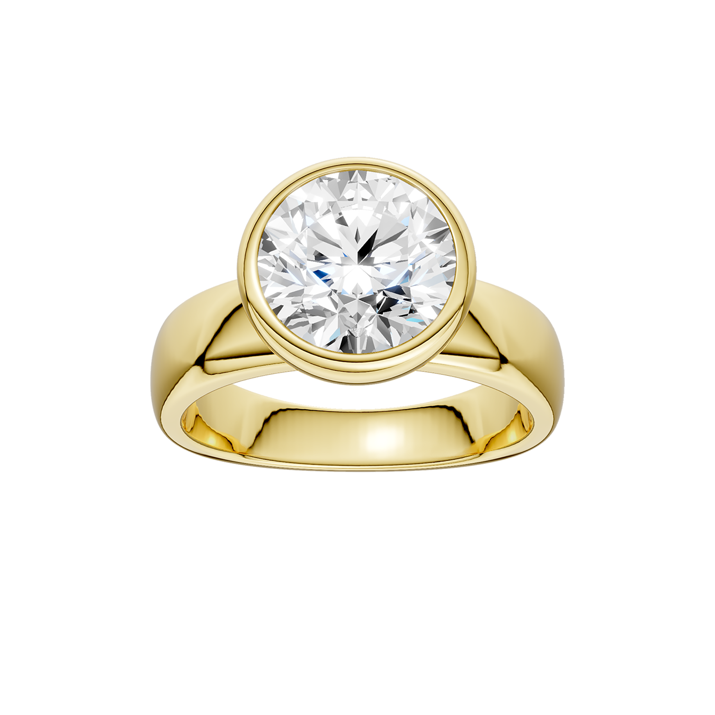 Wide Shank Bezel Set Engagement Ring