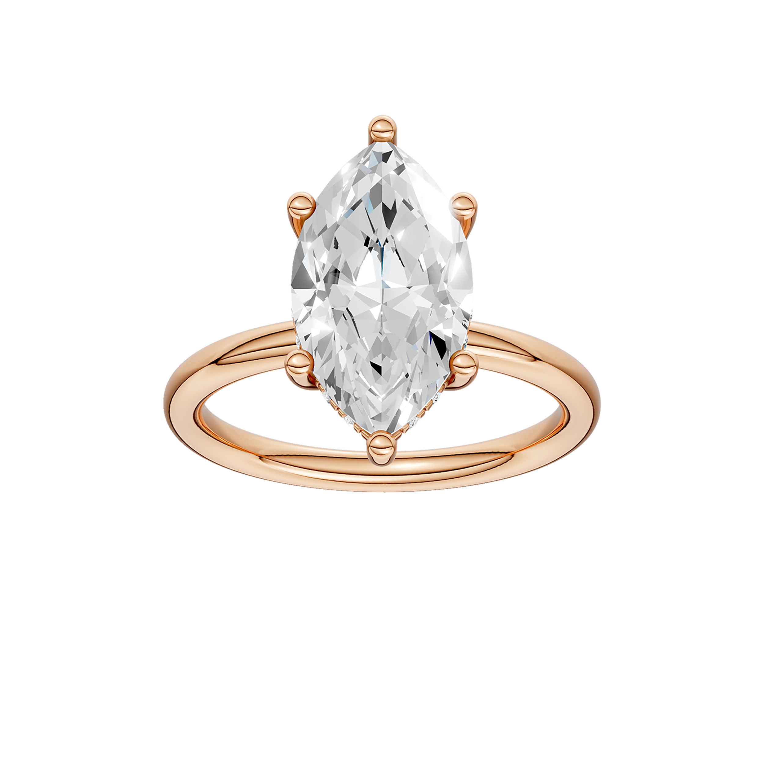 HIDDEN HALO PLAIN SHANK ENGAGEMENT RING (MARQUISE)