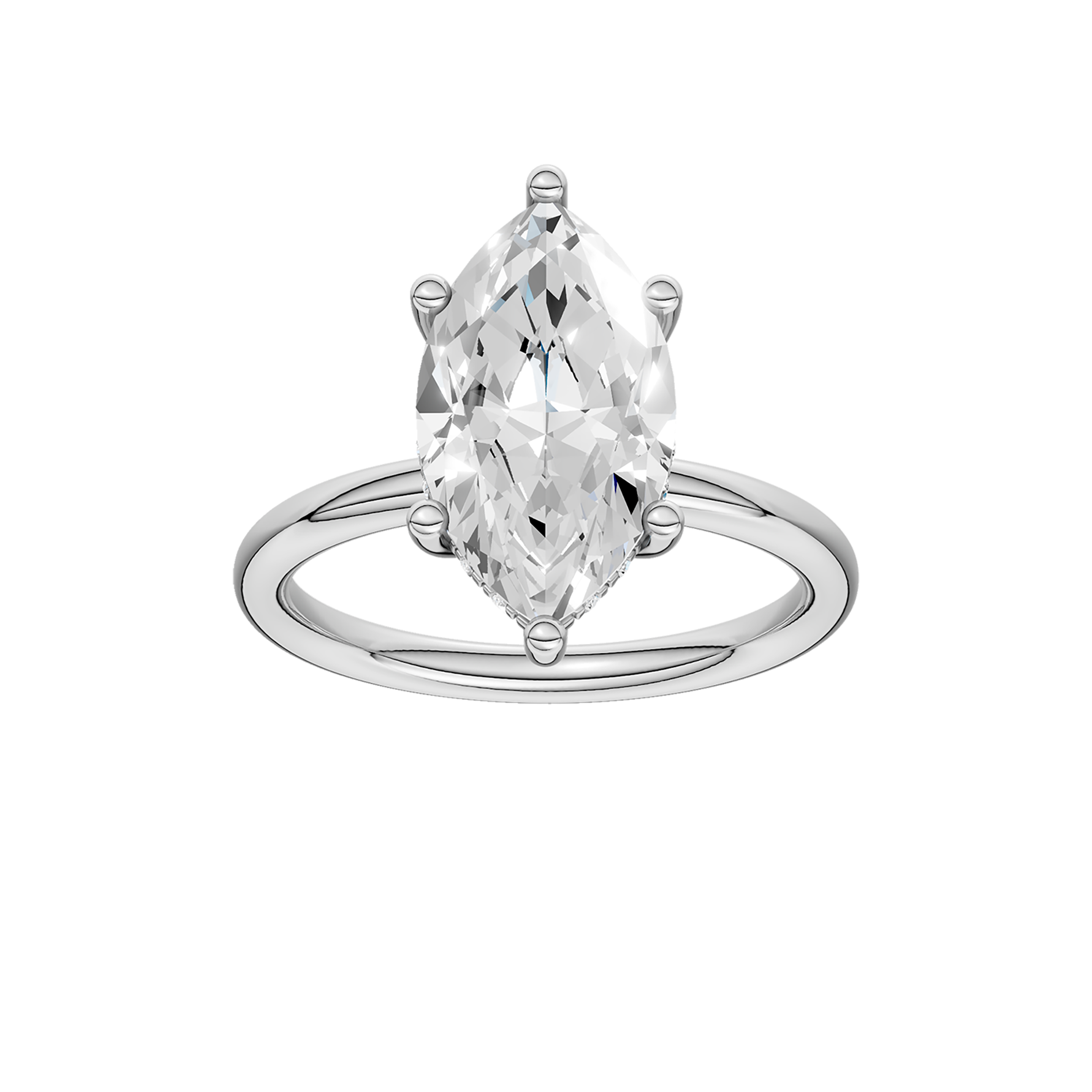 HIDDEN HALO PLAIN SHANK ENGAGEMENT RING (MARQUISE)