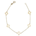 14K Yellow Gold Open Flower Station Adjustable Anklet Bracelet