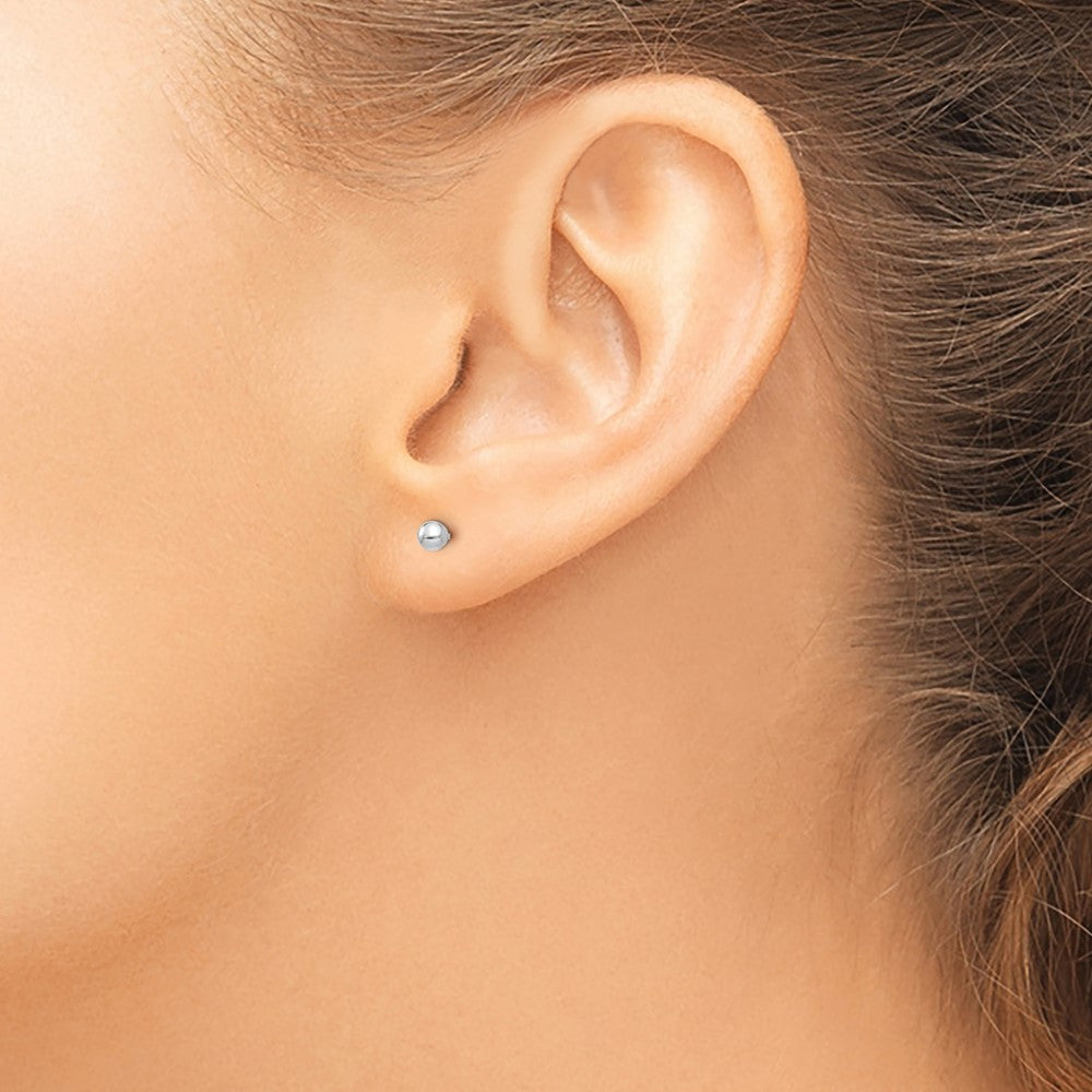 Bunny Nest 14k White Gold Madi K Polished 3mm Ball Post Earrings