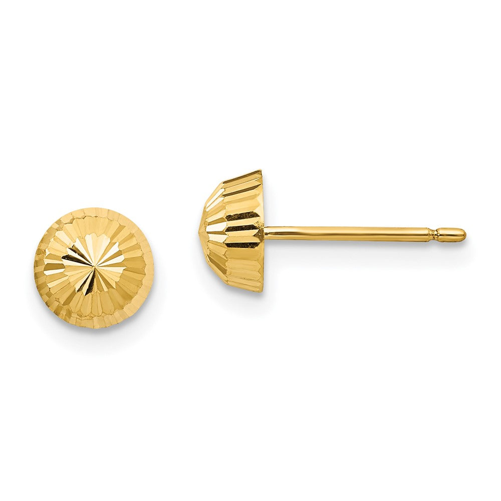 Bunny Nest 14k Madi K Polished & D/C Swirl 5mm Button Post Earrings