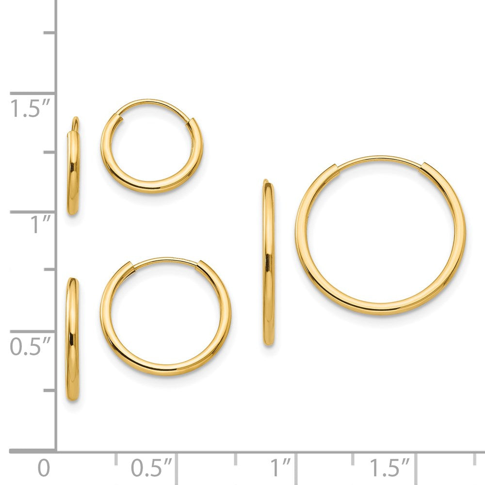 Sprout 14k Madi K Polished Endless Hoop 3 Pair Earring Set