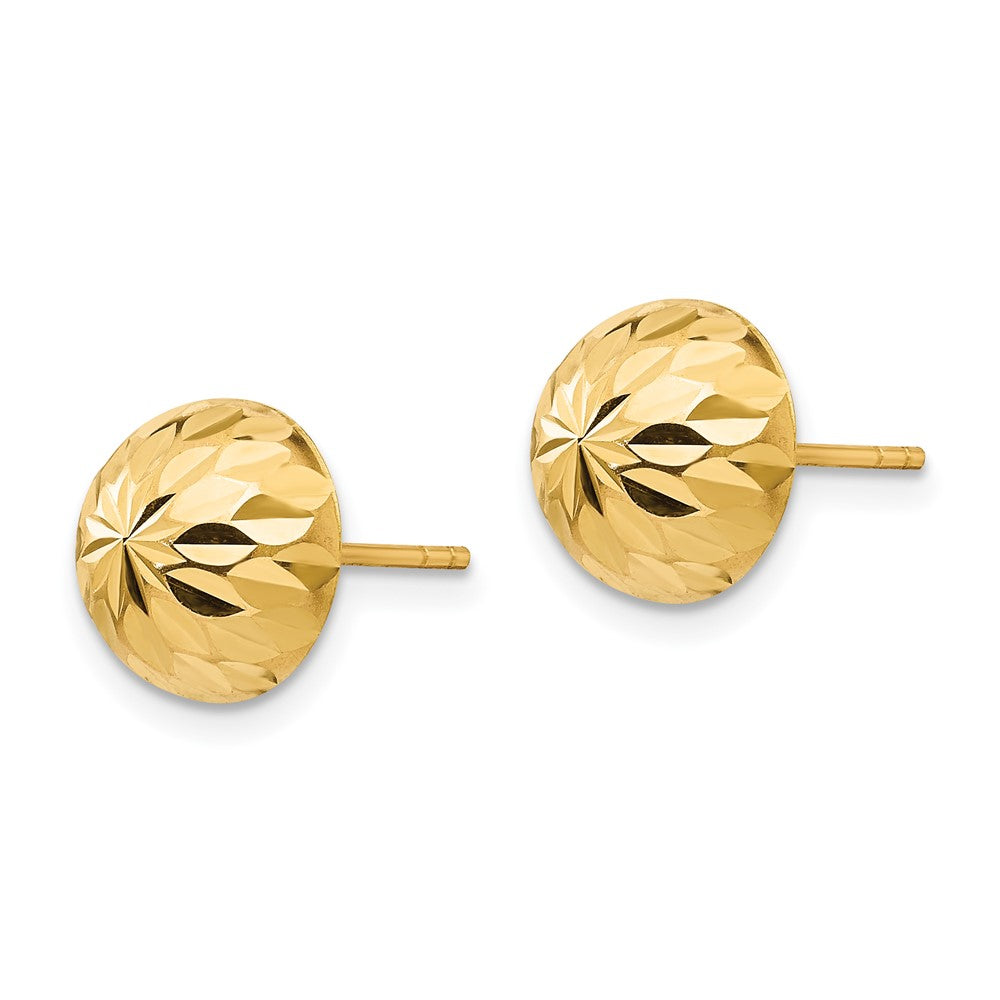Snowflake Puff 14k Madi K Polished & Diamond-Cut 9mm Button Post Earrings