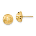 Snowflake Puff 14k Madi K Polished & Diamond-Cut 9mm Button Post Earrings