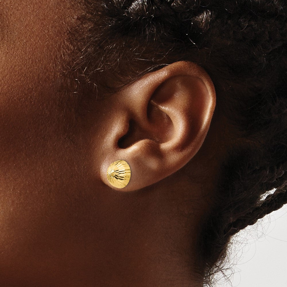 Pixie Bloom 14k Madi K Polished & Diamond-Cut 10mm Button Post Earrings