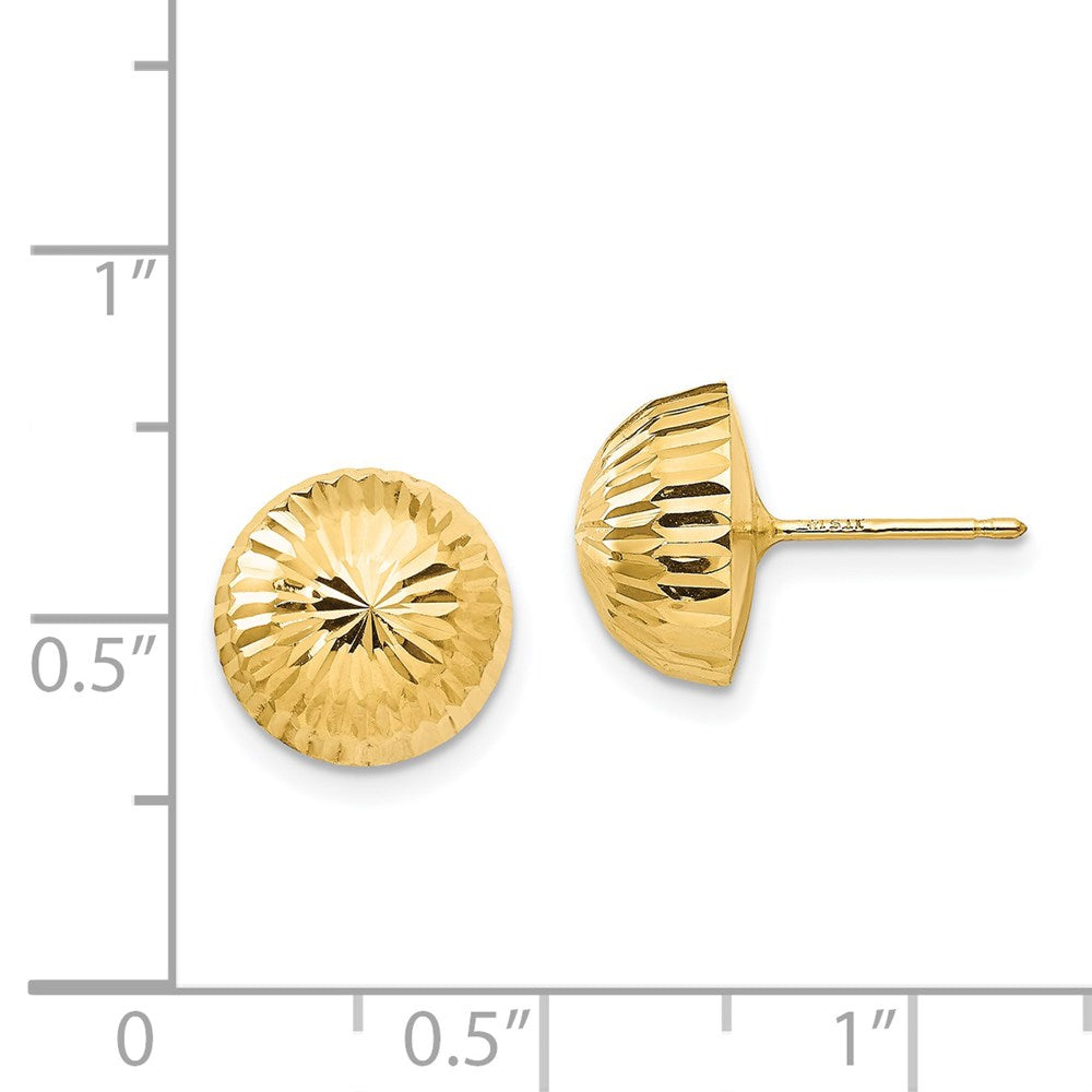Pixie Bloom 14k Madi K Polished & Diamond-Cut 10mm Button Post Earrings