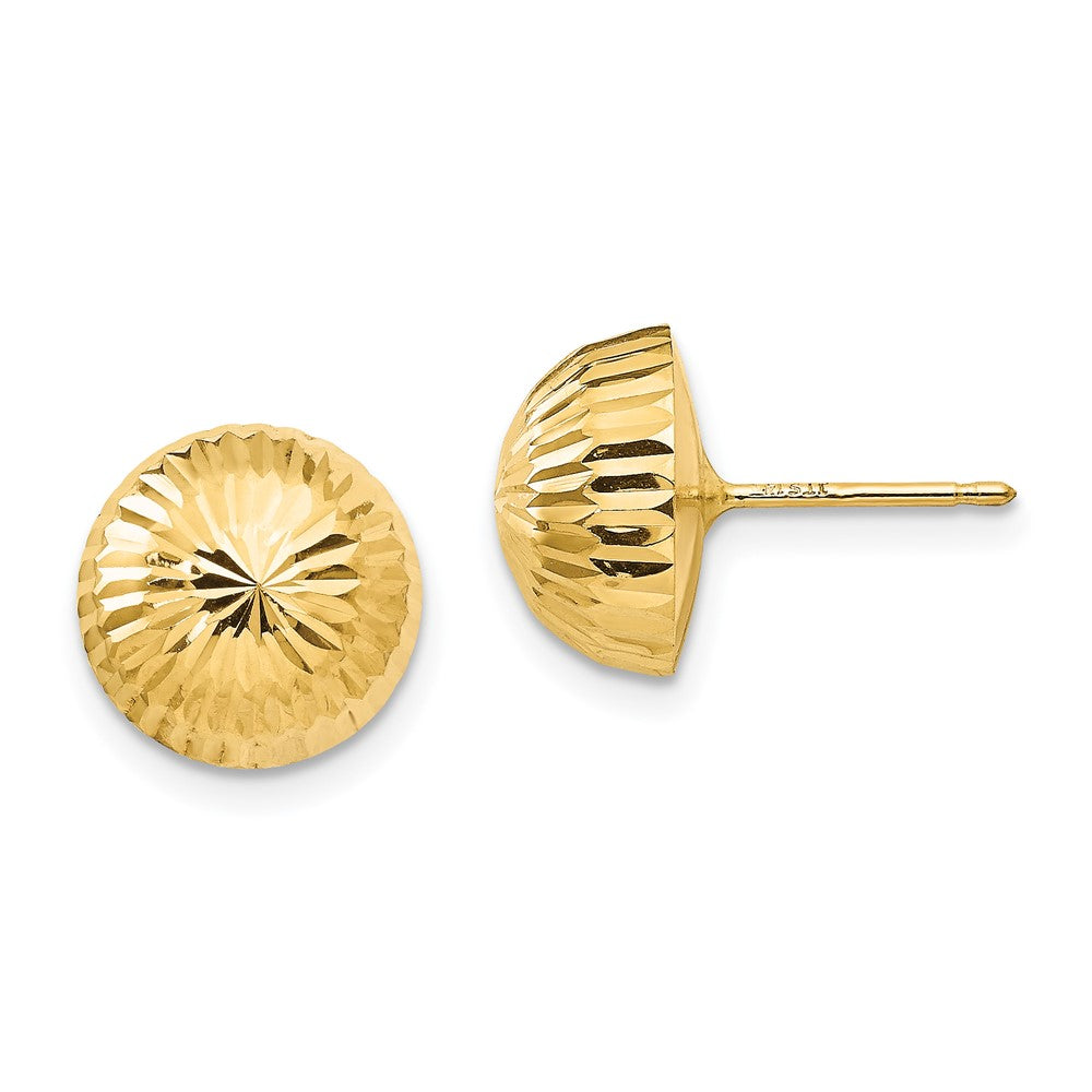 Pixie Bloom 14k Madi K Polished & Diamond-Cut 10mm Button Post Earrings