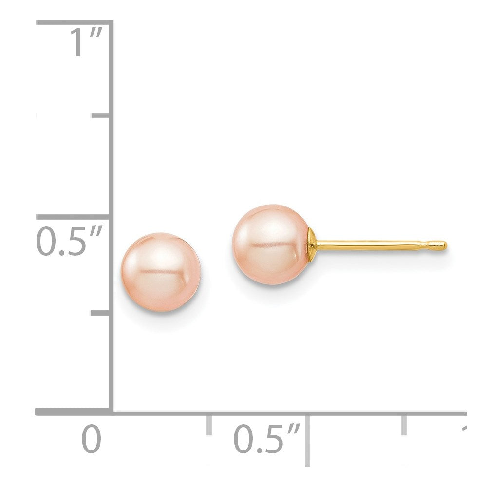 Whimsy Puff 14k Madi K 5-6mm Pink Round Freshwater Cultured Pearl Stud Post Earrings with Silicone Backs