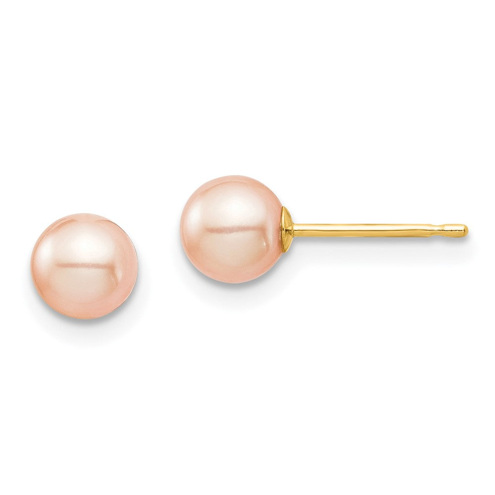 Whimsy Puff 14k Madi K 5-6mm Pink Round Freshwater Cultured Pearl Stud Post Earrings with Silicone Backs