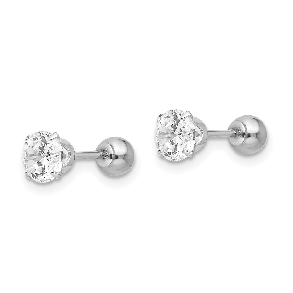 Twinkle Cloud 14k Madi K White Gold 5mm CZ and 4mm Ball Reversible Earrings