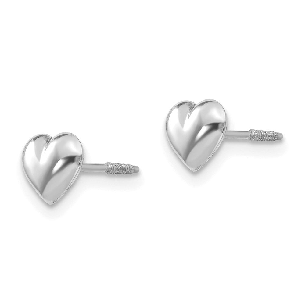 Kitten Bear 14k Madi K White Gold Puff Heart Post Earrings